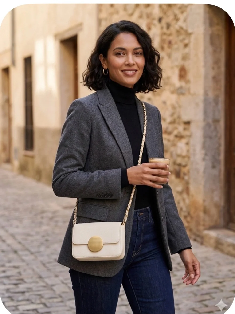 Isaac Mizrahi Cream Crossbody Bag with Gold Accent - Shoulder Purse-Small - Picture 1 of 11